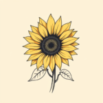 Minimal Color Sunflower Tattoo