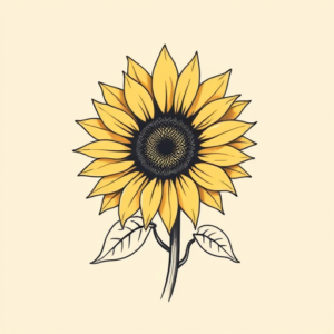 Minimal Color Sunflower Tattoo
