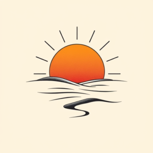 Minimal Color Sunrise Tattoo