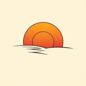 Minimal Color Sunset Tattoo