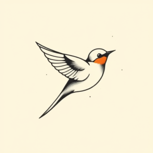 Minimal Color Swallow Tattoo