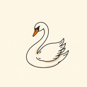 Minimal Color Swan Tattoo