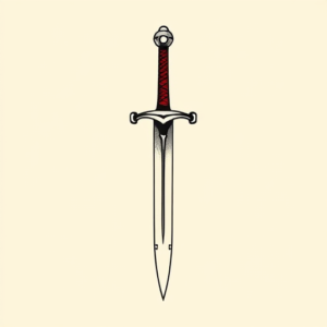 Minimal Color Sword Tattoo