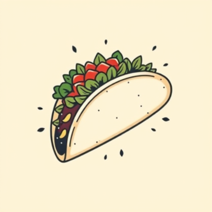 Minimal Color Taco Tattoo