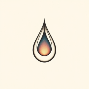 Minimal Color Teardrop Tattoo