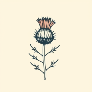 Minimal Color Thistle Tattoo