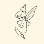 Minimal Color Tinkerbell Tattoo