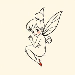 Minimal Color Tinkerbell Tattoo