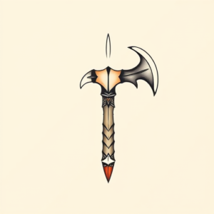 Minimal Color Tomahawk Tattoo
