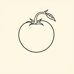 Minimal Color Tomato Tattoo
