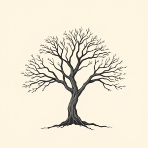 Minimal Color Tree Tattoo