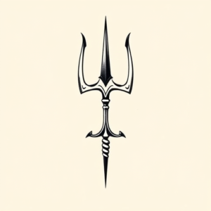 Minimal Color Trident Tattoo