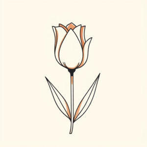 Minimal Color Tulip Tattoo
