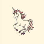 Minimal Color Unicorn Tattoo