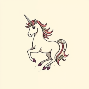 Minimal Color Unicorn Tattoo