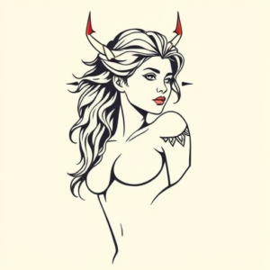 Minimal Color Valkyrie Tattoo