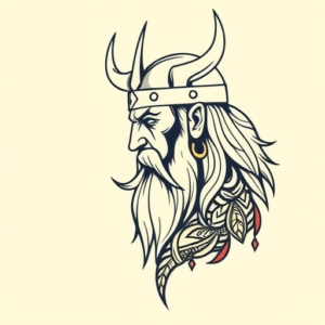 Minimal Color Viking Tattoo