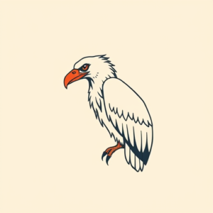Minimal Color Vulture Tattoo