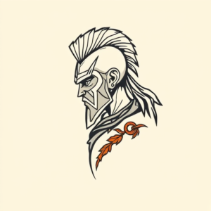 Minimal Color Warrior Tattoo