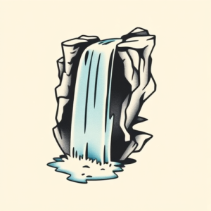 Minimal Color Waterfall Tattoo