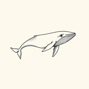 Minimal Color Whale Tattoo