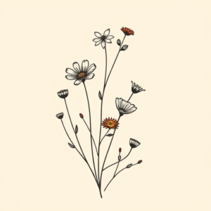 Minimal Color Wildflower Tattoo