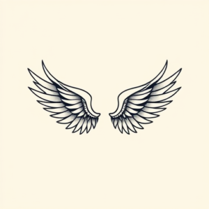Minimal Color Wings Tattoo