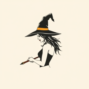 Minimal Color Witch Tattoo