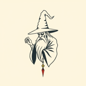 Minimal Color Wizard Tattoo