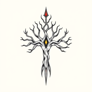 Minimal Color Yggdrasil Tattoo