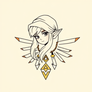 Minimal Color Zelda Tattoo