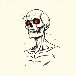 Minimal Color Zombie Tattoo