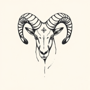 Minimalist Ram Tattoo