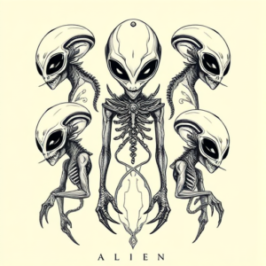Multiple Alien Tattoo