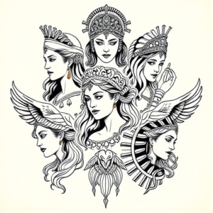 Multiple Athena Tattoo