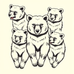 Multiple Bear Tattoo
