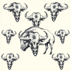 Multiple Buffalo Tattoo