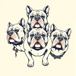 Multiple Bulldog Tattoo
