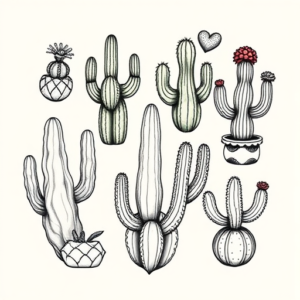Multiple Cactus Tattoo