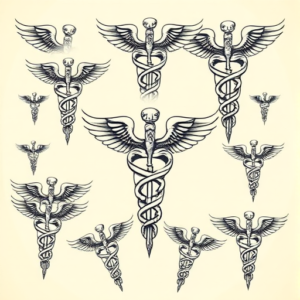 Multiple Caduceus Tattoo