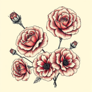 Multiple Carnation Tattoo
