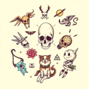 Multiple Cartoon Tattoo