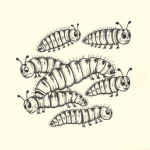 Multiple Caterpillar Tattoo