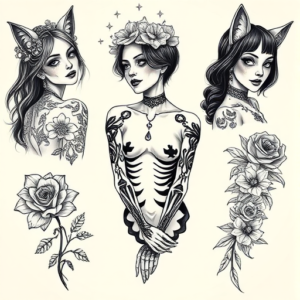 Multiple Catrina Tattoo