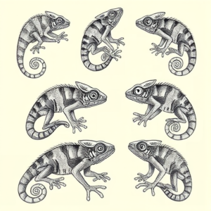 Multiple Chameleon Tattoo