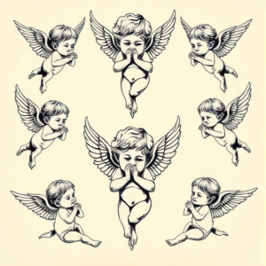 Multiple Cherub Tattoo