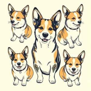 Multiple Corgi Tattoo