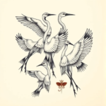 Multiple Crane Tattoo