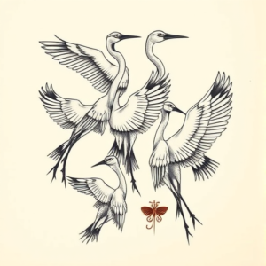 Multiple Crane Tattoo