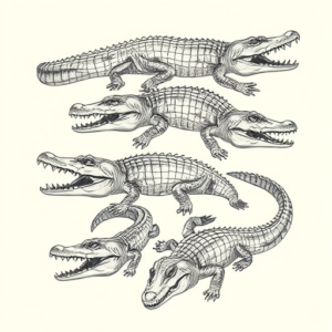 Multiple Crocodile Tattoo